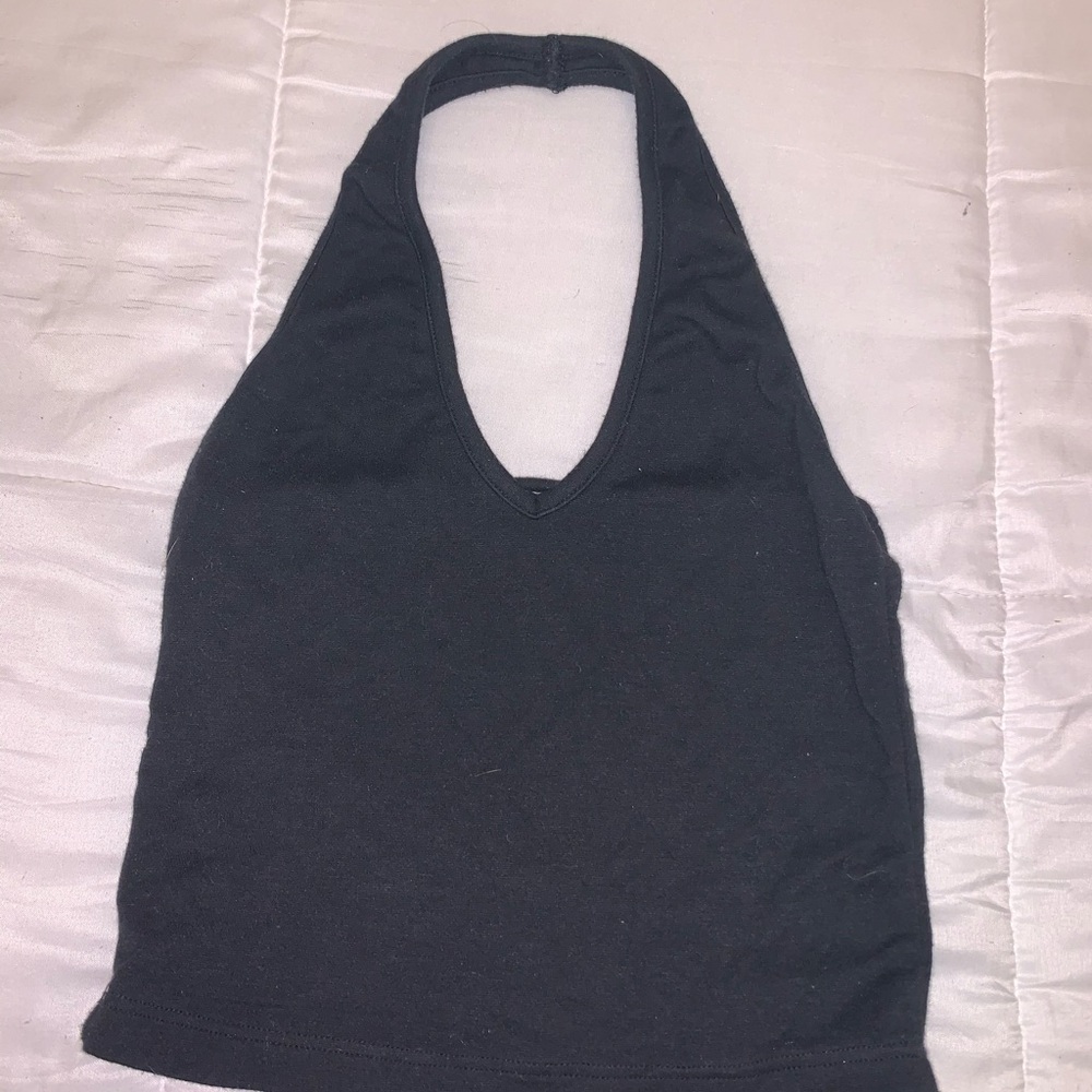 Black halter crop top